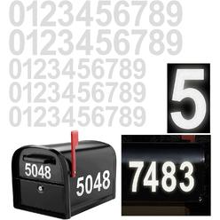 OLADOT Reflective Mailbox Numbers Sticker Decal Die Cut Classic Style Vinyl Waterproof Number Self Adhesive 5 Sets (3" x 3 set ,