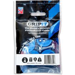 Grade 8 GripIt Blue 1" Plasterboard Drywall Anchor Fixings For Stud Walls - Max Load 113Kg (8 Pack) (4pk)