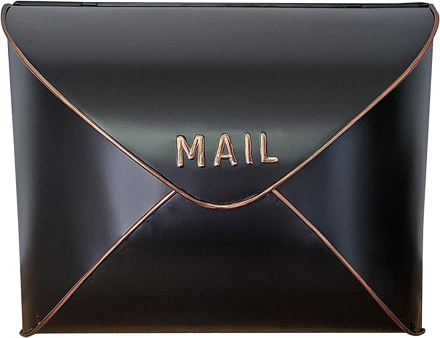 NACH MB-6941 Envelope Wall Mounted Metal Mailbox, Maximum Rust Protection, Black and Copper, 12.5x5x10 Inches, Hardware Included