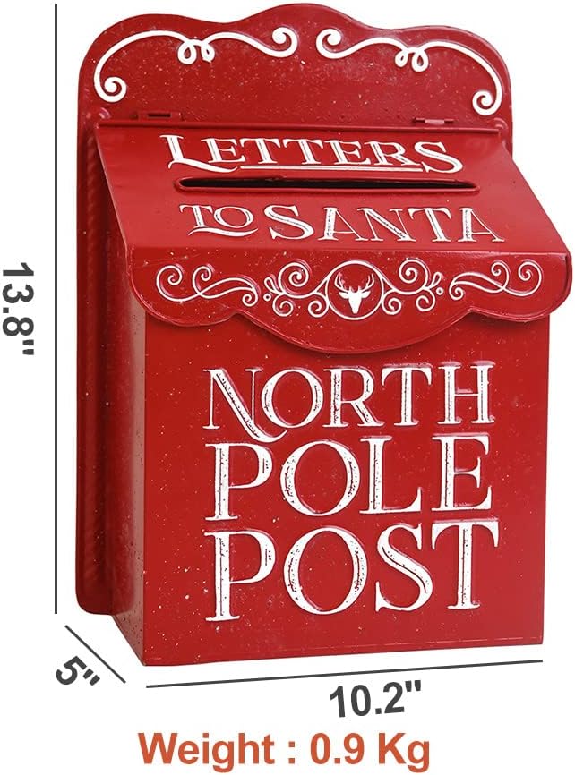 BIG FORTUNE Letters to Santa Mailbox Mailbox Wall Mount North Pole Post Vintage Mailbox Red Mailbox Decoration Christmas Farmhouse Decor