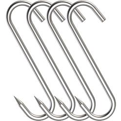 NACETURE 4 Pack S Meat Hooks for Butchering &#226;&#128;&#147; 10mm 8 inch Premium Stainless Steel Butcher Hanging Tools for