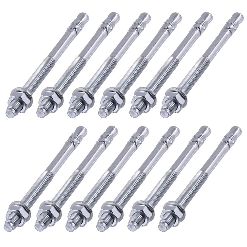 Generic Glarks 12Pcs 1/2" x 7" Wedge Anchors Zinc Plated Heavy Duty Fastener for Concrete
