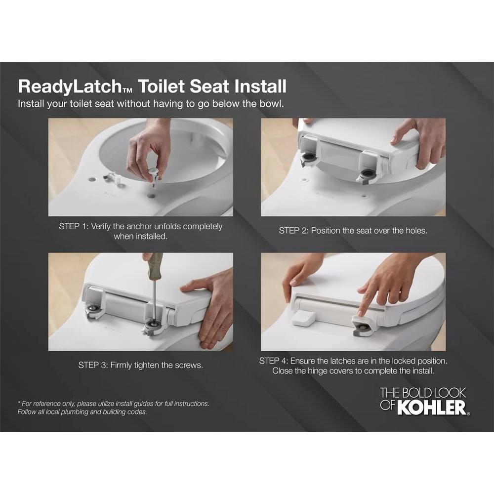 KOHLER 4636-RL-0 Cachet ReadyLatch Quiet Close Elongated Toilet Seat, White
