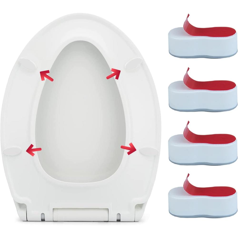 Prefdo Bidet Toilet Seat Bumpers,  4 PCS Strong Adhesive Toilet Seat Attachment Pads, Universal Seat Bumper Kit to Raise Toilet Seat f