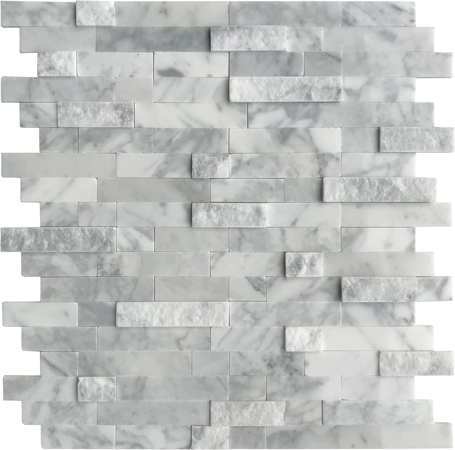 SUNWINGS Peel and Stick Mosaic Natural 3D Stone Self Adhesive Tiles, 12" x 11" 5-Sheet Stick on Backsplash for Kitche