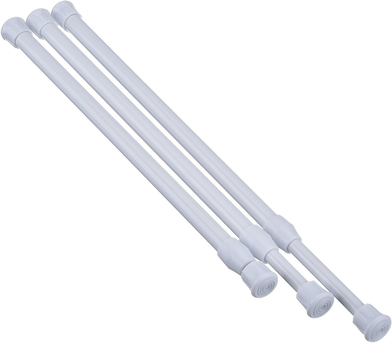 Hotop 3 Pack Tension Curtain Rod Spring Loaded Curtain Rods Cupboard Bars window Tensions Rod, Adjustable Width (11.81-20 Inches, Whi