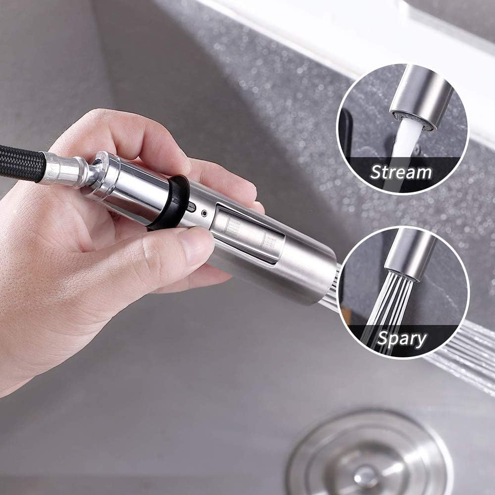 7Trees Universal Replacement Part Bathroom Kitchen Faucet Pull-Out Spray Head Water Nozzle Chrome Polished (Stainless Steel Body)