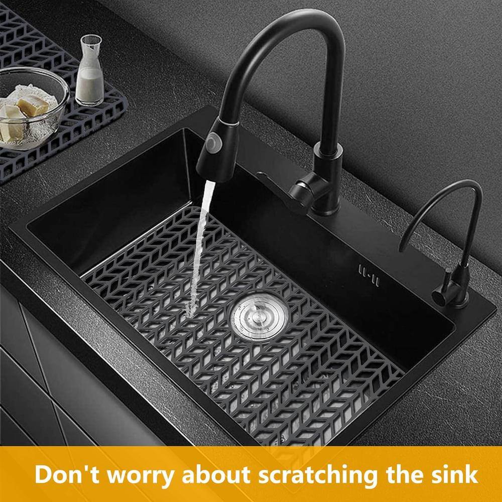 JOOKKI Silicone sink mat protectors for Kitchen 26''x 14''. Kitchen Sink Protector Grid for Farmhouse Stainless Steel accessory with R