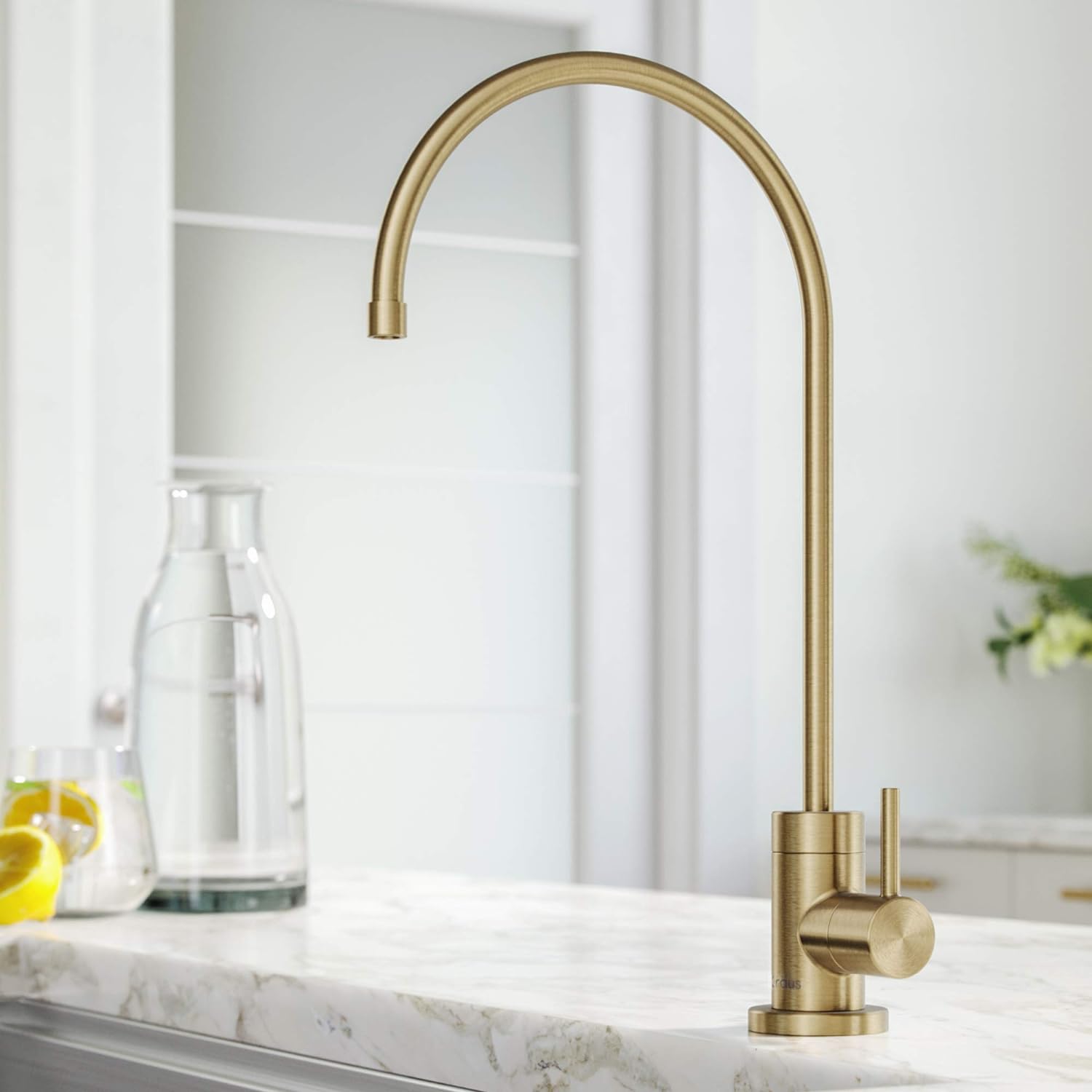 KRAUS Purita 100% Lead-Free Kitchen Water Filter Faucet in Spot Free Antique Champagne Bronze, FF-100SFACB