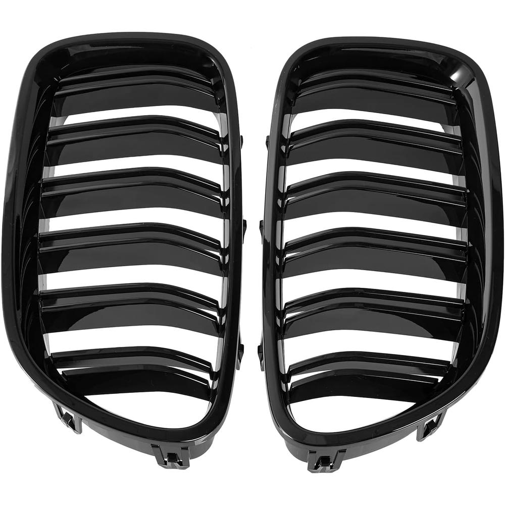 DEKEWEI F10 Grille,Front Kidney Grille Grill Compatible With 2010-2017 5 Series F10 F11 M5 (Double Slats Gloss Black Grills, 2pcs)