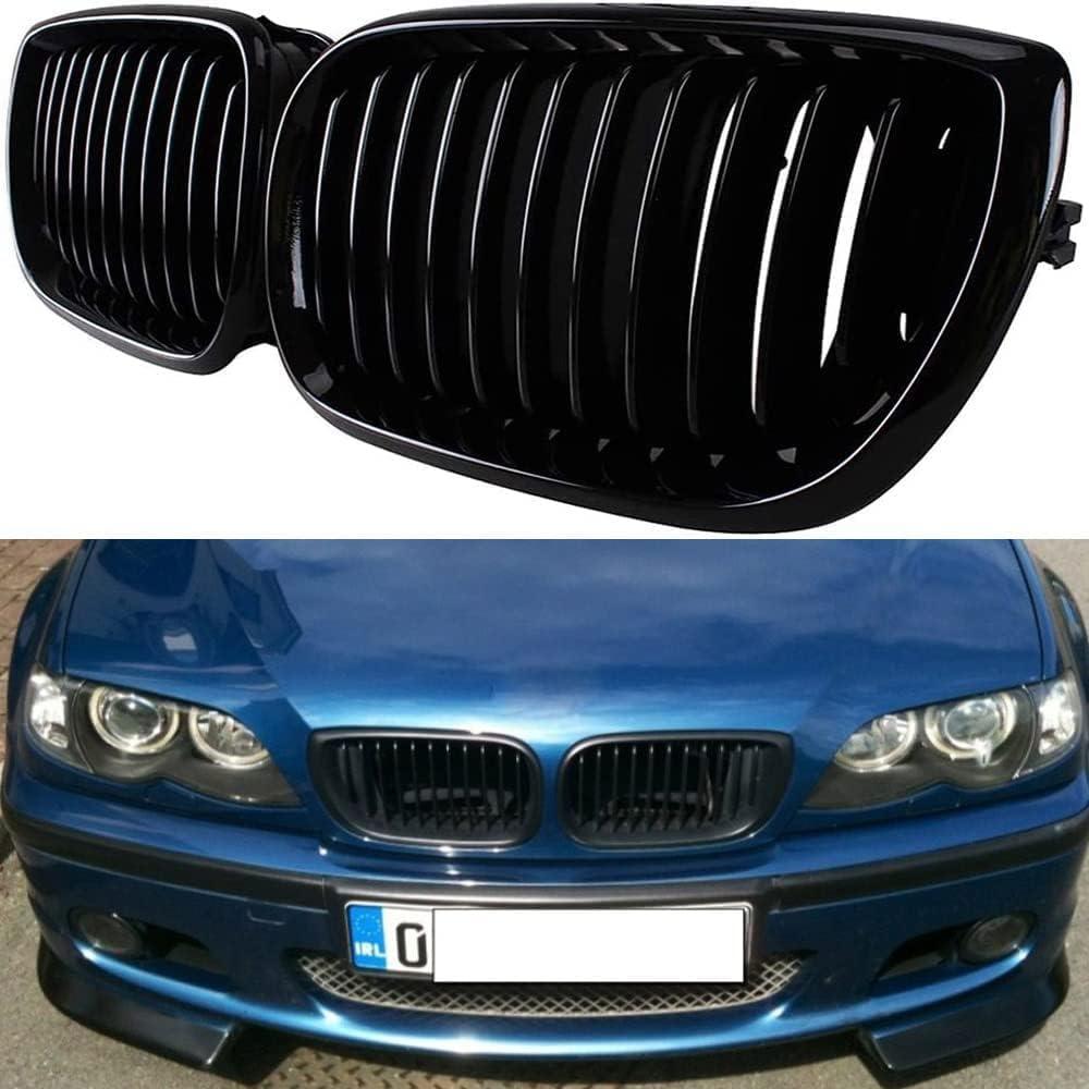 HuihuangAMZus Heart Horse Front Kidney Grill Grilles for B-M-W E46 2002-2005 4 door 4D 3 Series Car Front Bumper Grille Gloss Black