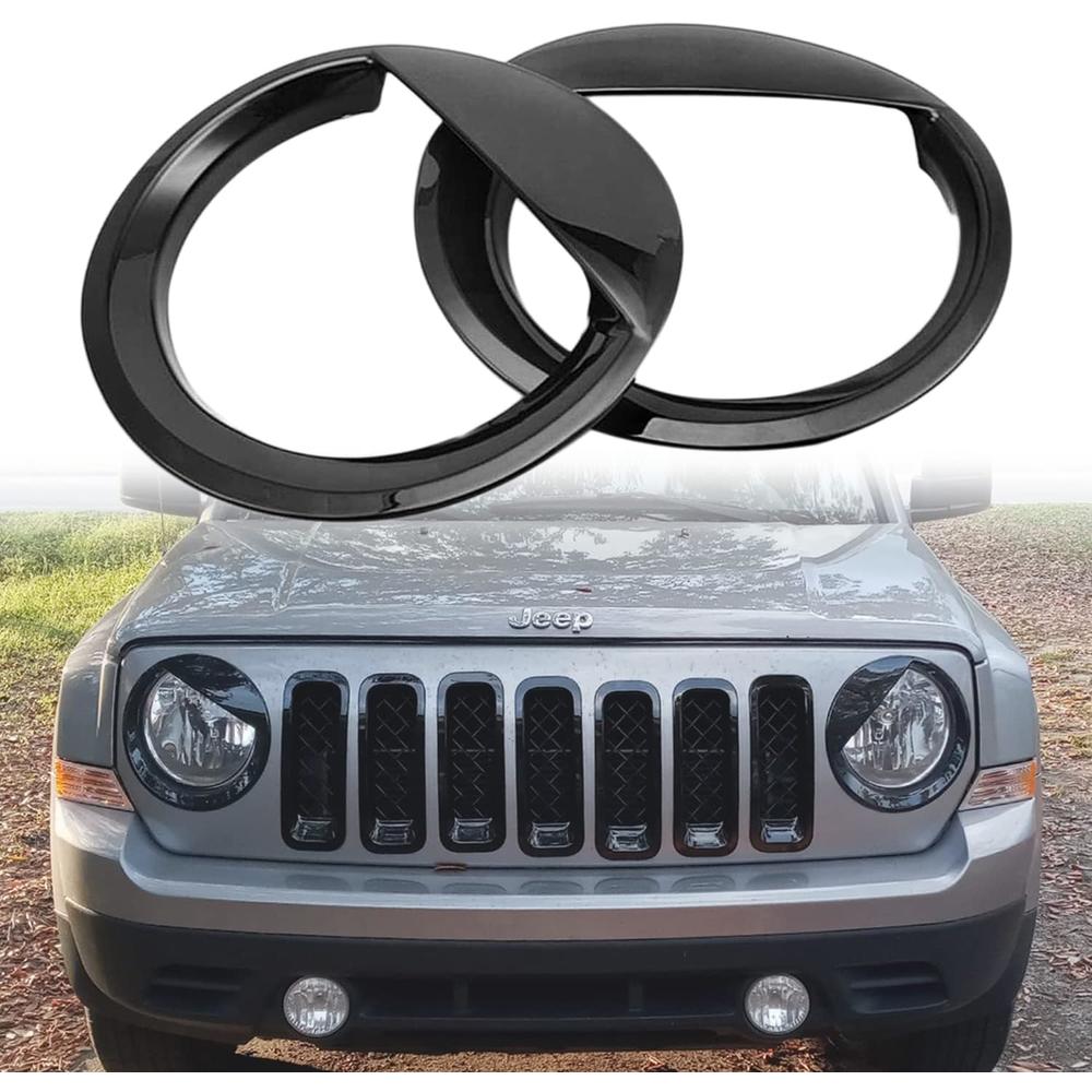 Antozon for Jeep Accessories Bezels Front Light Headlight Angry Bird Style Trim Cover ABS Compatible with Jeep Patriot 2011-2017 Model