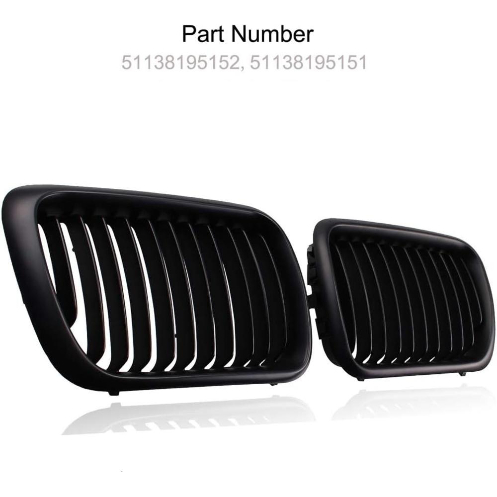 HuihuangAMZus Heart Horse Car Kidney Grille,Sport Grill Front Grilles for E36 3 Series 318i 320 323i 328 M3 1997-1999 Matte Black