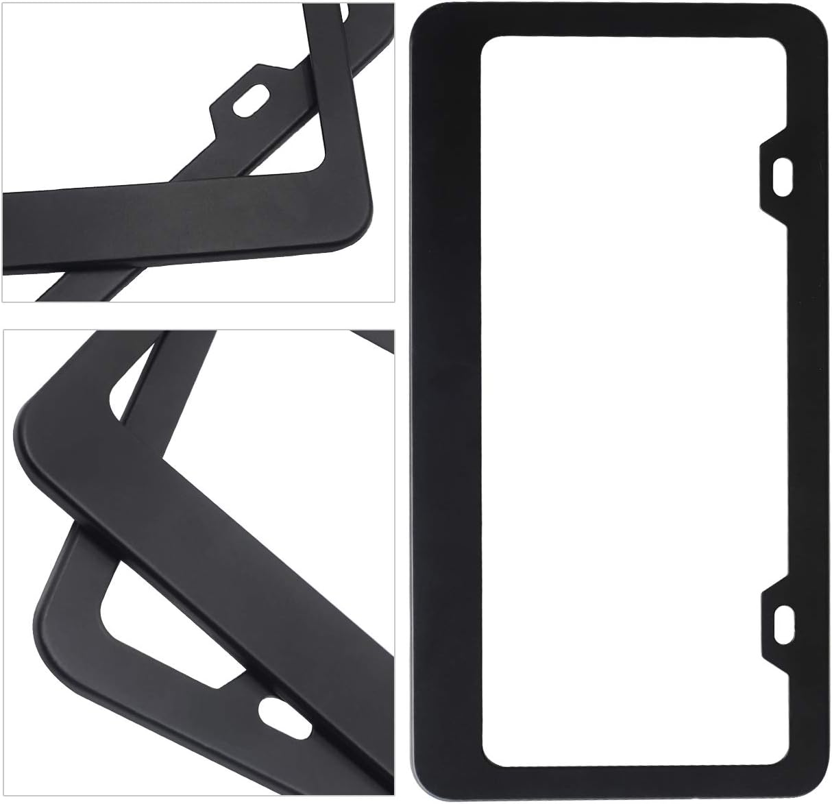 ZELEMO 2Pcs 2 Holes Black Matte Aluminum License Plate Frames Fits All Standard 6x12 Inches US License Plates Includ Screws.