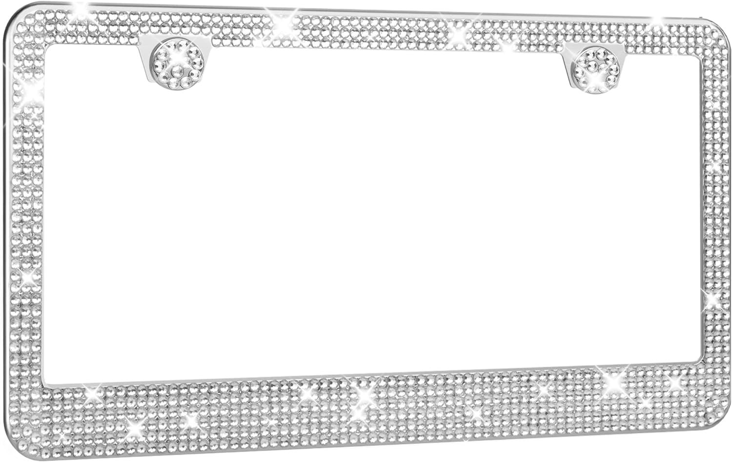 Aujen License Plate Frame - Lastingly Bling License Plate Frame - Sparkly Rhinestone License Plate Frame for Women - Stainless Steel