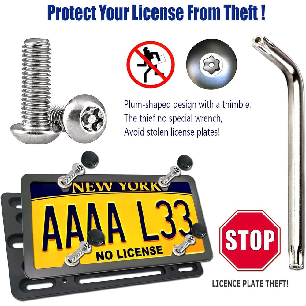 Aootf Front License Plate Bracket- Universal Front Bumper License Plate Mounting Kit, Car Tag Holder Adapter