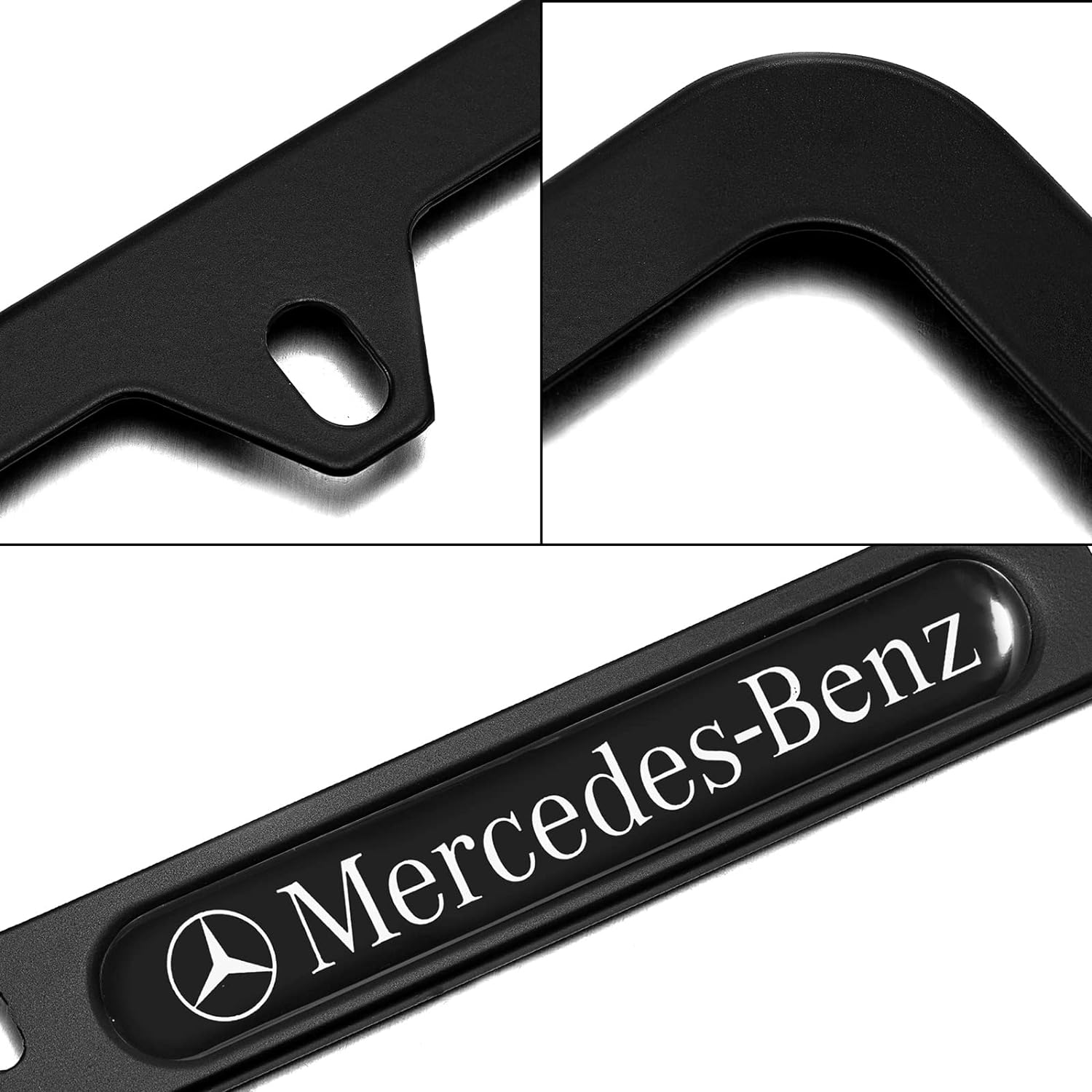 Dewest 2PCS License Plate Frames for Mercedes Benz, Black Car License Plate Bracket Holder, Premium Aluminum Alloy Weather Proof Licen