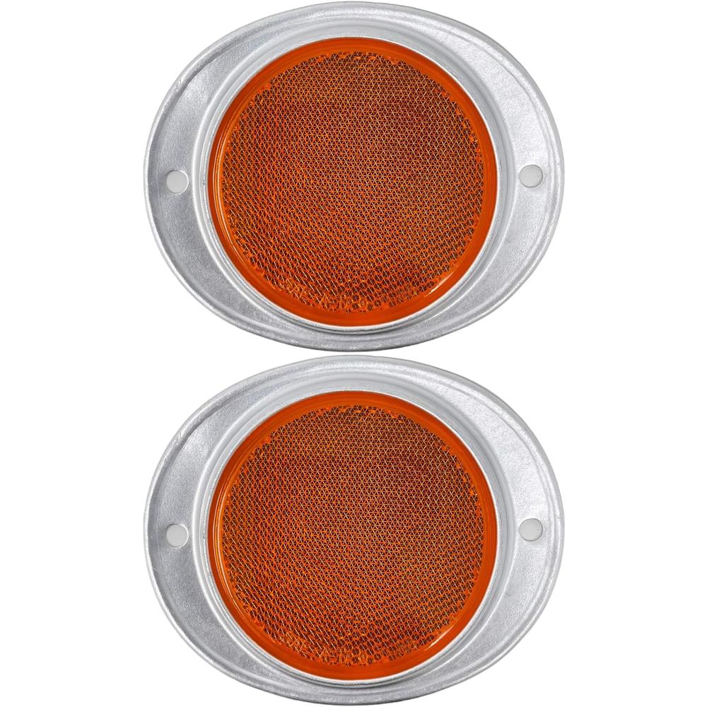 All Star Truck Parts [ALL STAR TRUCK PARTS] Amber/Red 3&#226;&#128;&#157; Round Reflector with Aluminum Base Screw On 2 Holes for Trucks