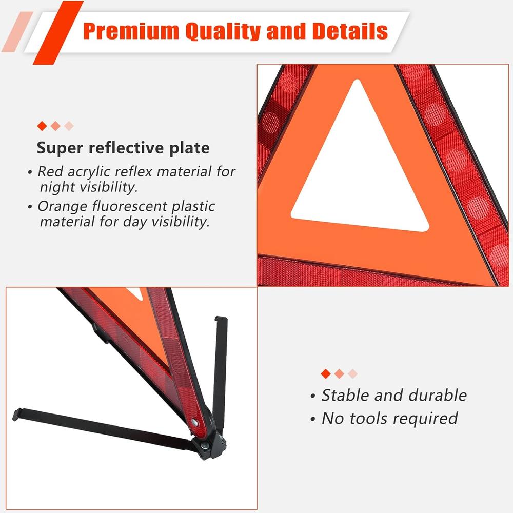 ATP Triangle Warning Frame Triangle Emergency Warning Triangle Reflector Safety Triangle Kit 3 Pack