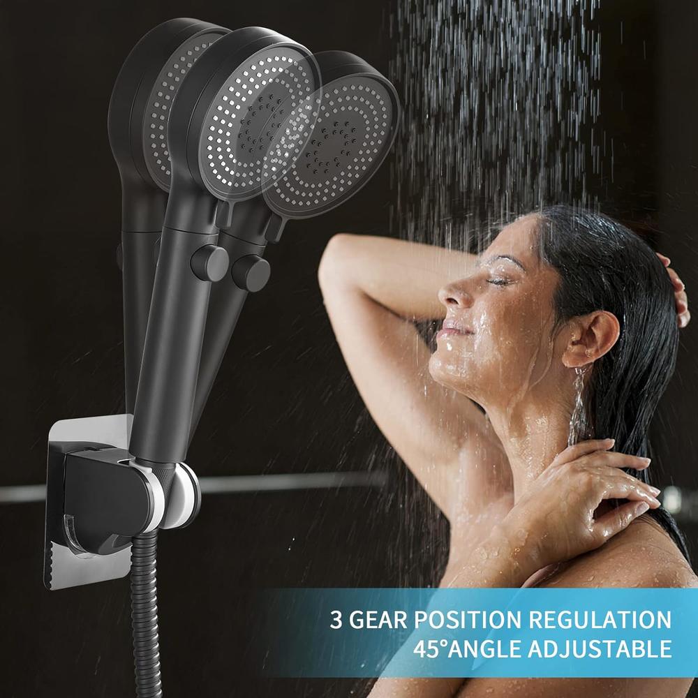 EAARSUO Shower Head Holder Wall Mount, Shower Head Holder Adhesive, Showerhead Holder Clip, Shower Wand Holder Wall Mount, Waterproof S