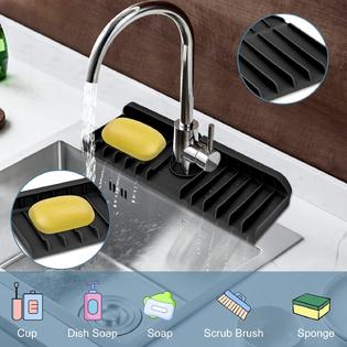 AEOOZGR Kitchen Sink Splash Guard, Silicone Sink Faucet Mat, Sink Draining  Pad Behind Faucet, Kitchen Sink