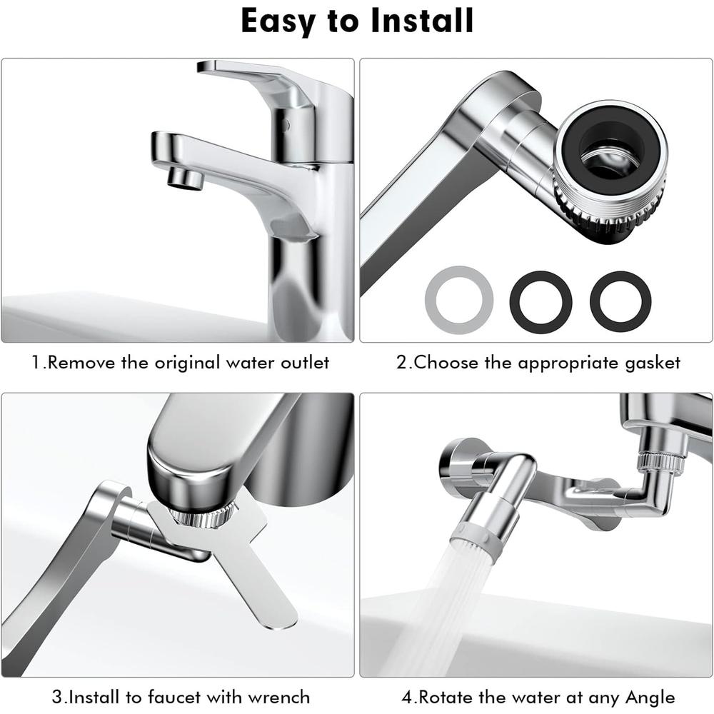 ZAEVANST Faucet Extender| 1080 Rotatable Multifunctional Extension Faucet 2 Outlet Modes, Universal Splash Filter Faucet for Bathroom an
