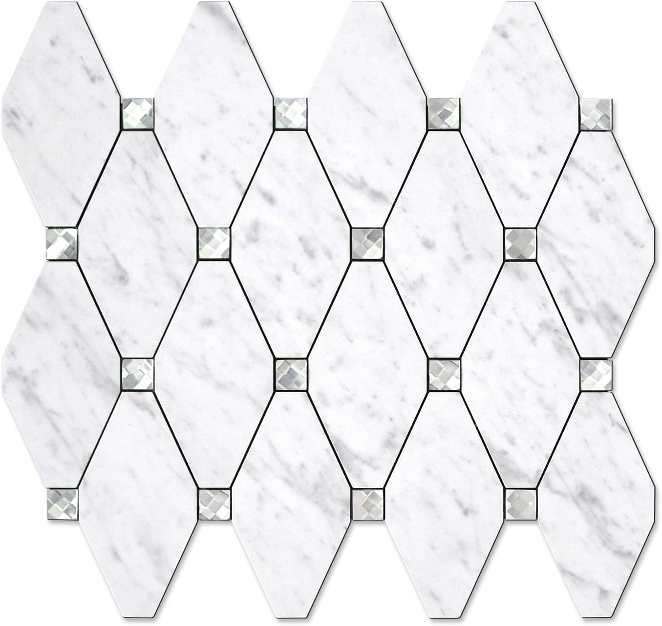 STICKGOO Direct STICKGOO 1 Sheet Peel and Stick Backsplash, Carrara White Stick on Mosaic Tiles for Kitchen Wall Decor, PVC Mixed Glass Self Ad