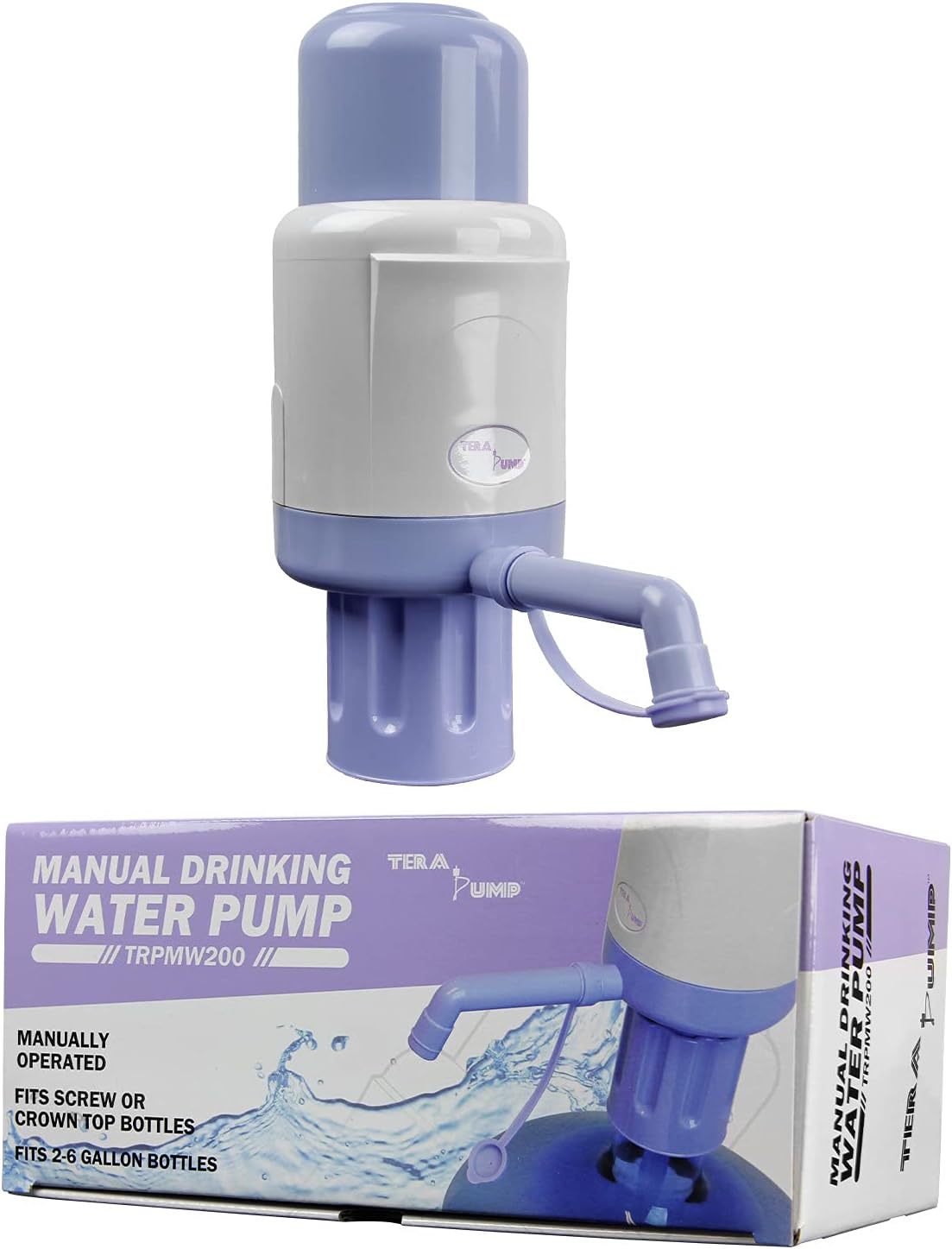 Tera Pump Manual Hand Pressure Drinking Fountain Pressure Pump Water Press Pump Food Grade BPA-Free Fits Most 2-6 Gallon Water Gallons (E