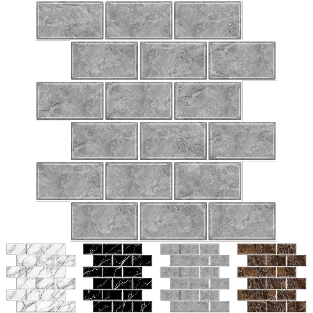 Urcolor 10-Sheet Kitchen backsplash Tiles Peel and Stick ,12"x12" Self Adhesive Wall Tiles on Back Splashes for Bathroom Gray