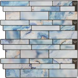 Miscasa 10-Sheet Peel and Stick Backsplash Tile, Blue Marble Stone Self Adhesive Removable Tiles for Kitchen Bathroom, 12"x12