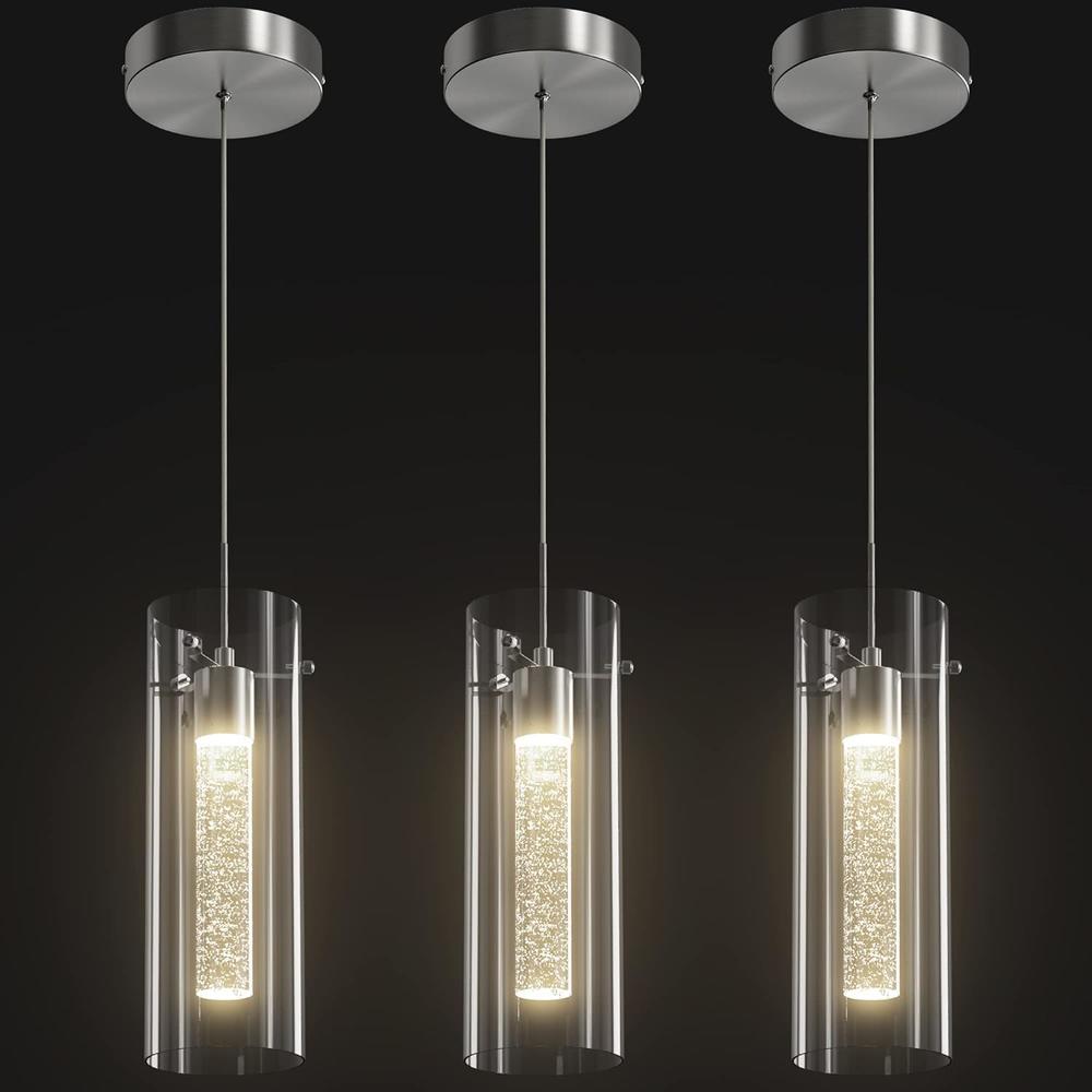 Esfos Pendant Ceiling Light Fixture, LED Kitchen Lighting Crystal Pendant Lights Kitchen Island, 1-Light Integrated Kitchen Hanging L