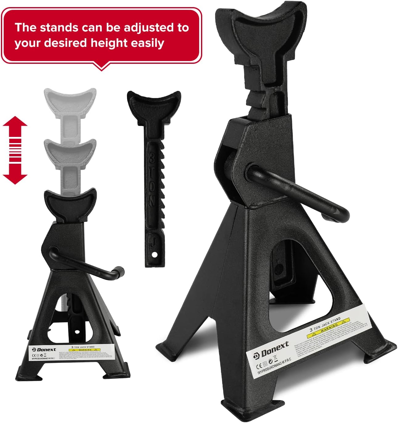 Donext 3 Ton Capacity Steel Jack Stand 1 Pair Black Jack Stands