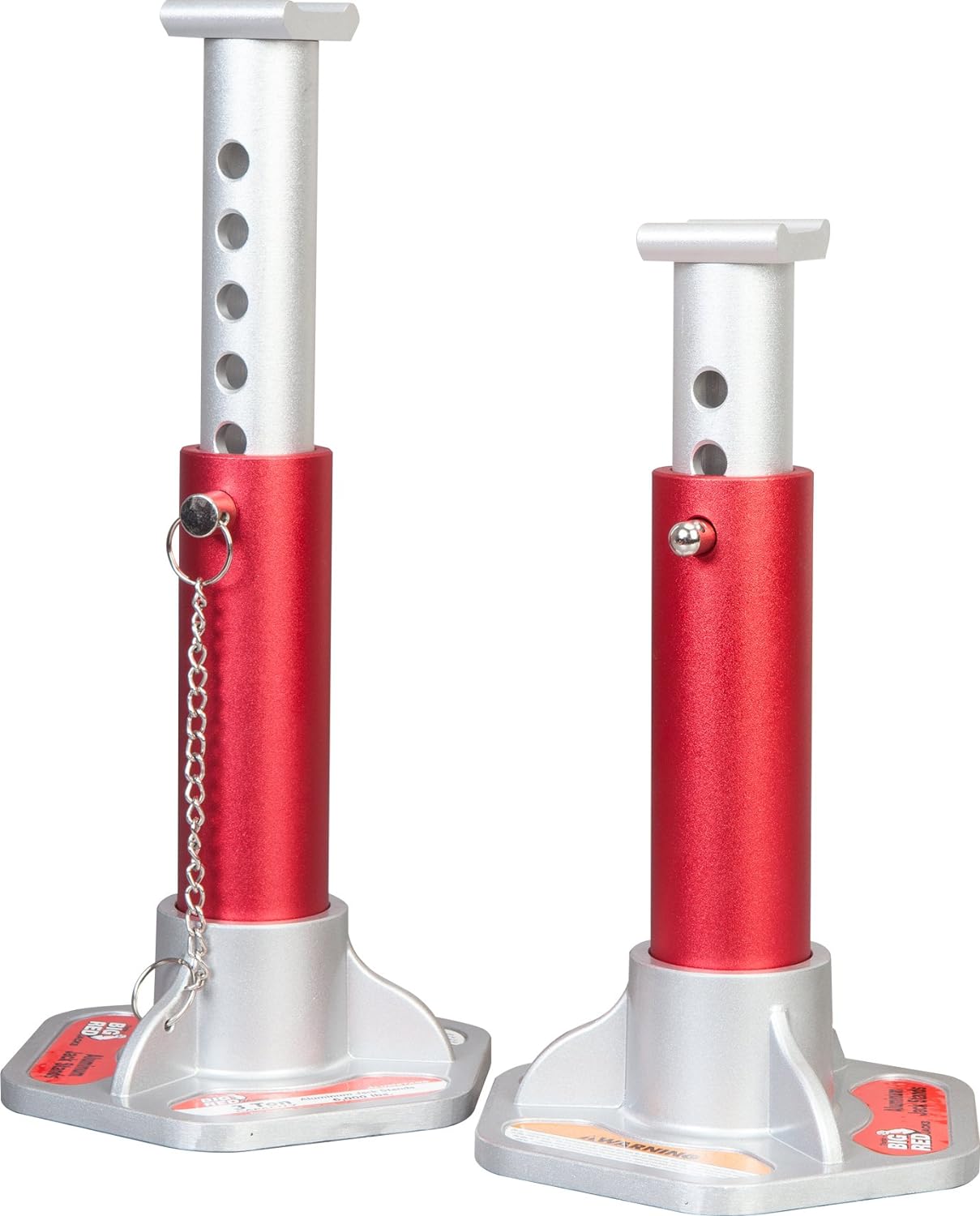 Big Red T43004 Torin Aluminum Jack Stands with Locking Support Pins: 3 Ton (6,000 lb) Capacity, Red/Silver, 1 Pair