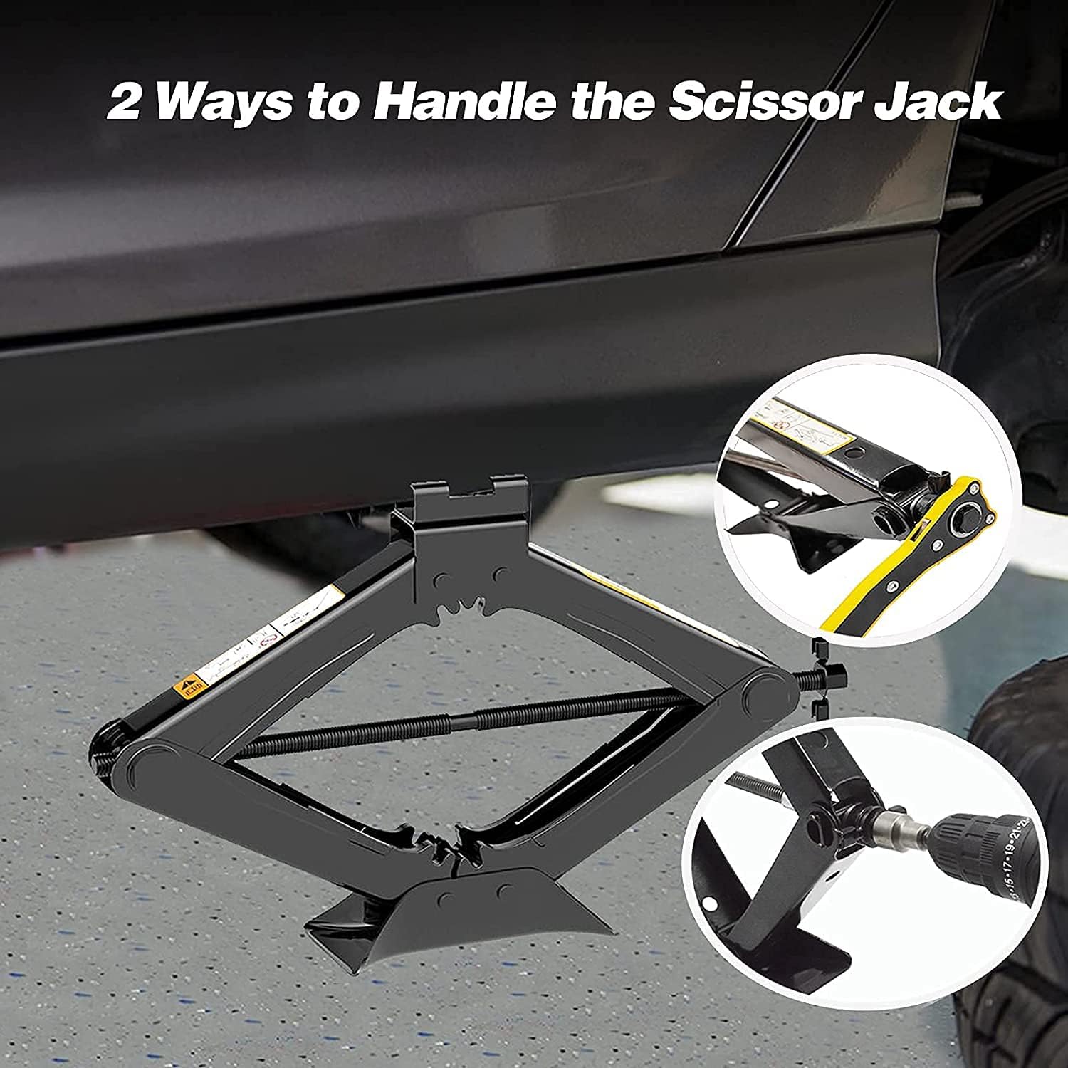 CFYUSEU Scissor Lift Jack Max 3 Ton Capacity with Jack Socket Drill Adapter, Lifting Jack Car Kit with Wrench/Lug Wrench for Car SUV MP