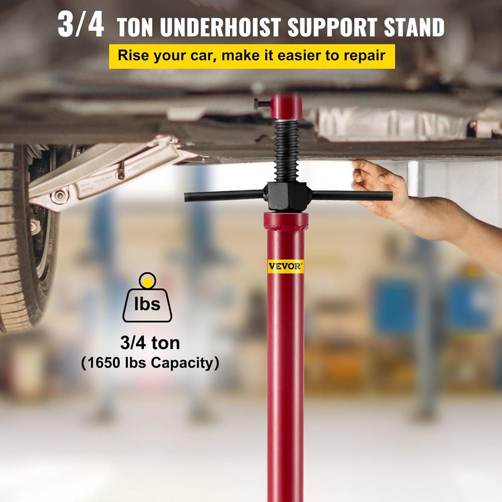 BestAuto Underhoist Stand 3/4 Ton Capacity Pole Jack Heavy Duty Jack Stand Car Support Jack Lifting from 1.5 m to 2.0 m, Round Base, wit