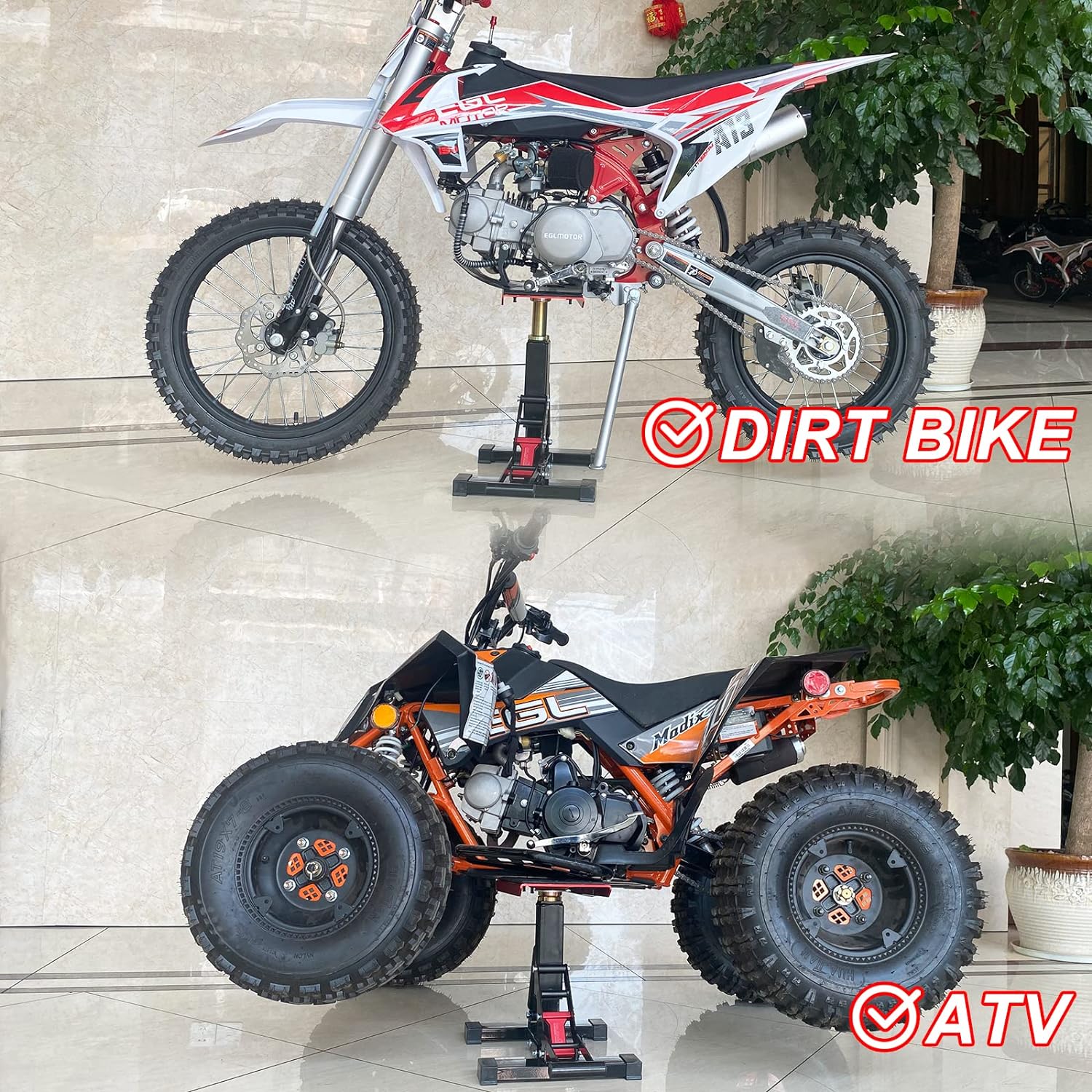 PolarBear Dirt Bike Stand Hydraulic Jack Vertical Lift CNC, for Dirt Bike/ATV/ADV/Rally Maintenance, Motorcycle Dirtbike Engine Stand wit
