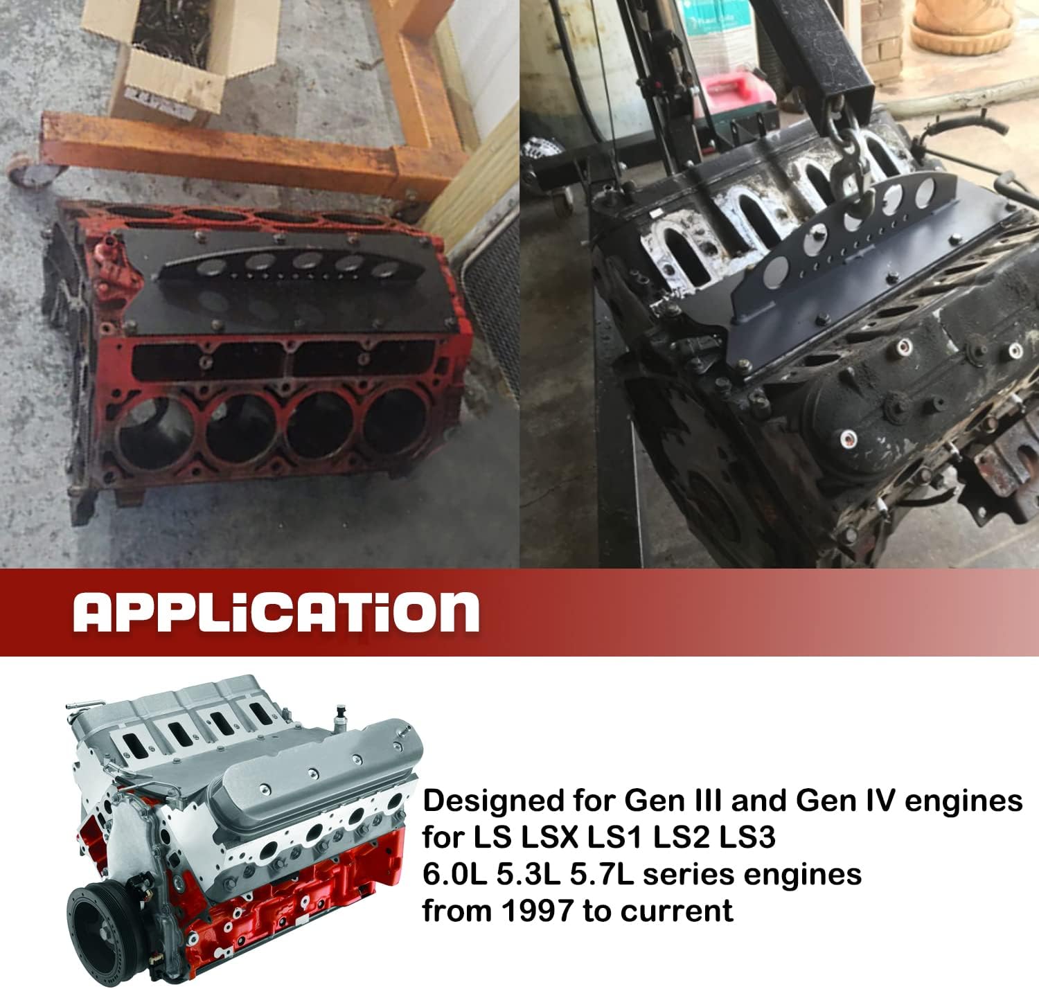 Camoo LS Engine Lift Plate Engine Hoist Picker Crane Lift Plate Fit for Chevy LS Series LSX LS LS1 LS2 LS3 LQ4 6.0 6.2 5.3 4.8 Gen II