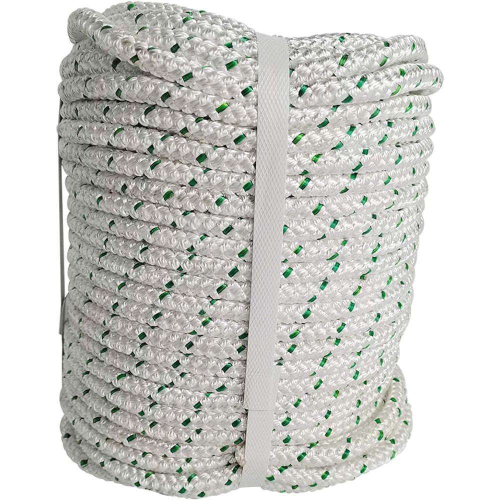 findmall 3/8 Inch x 200 Feet Double Braid Polyester Rope 4800Lbs Breaking Strength Strong Pulling Rope for Tree Work Camping Swings