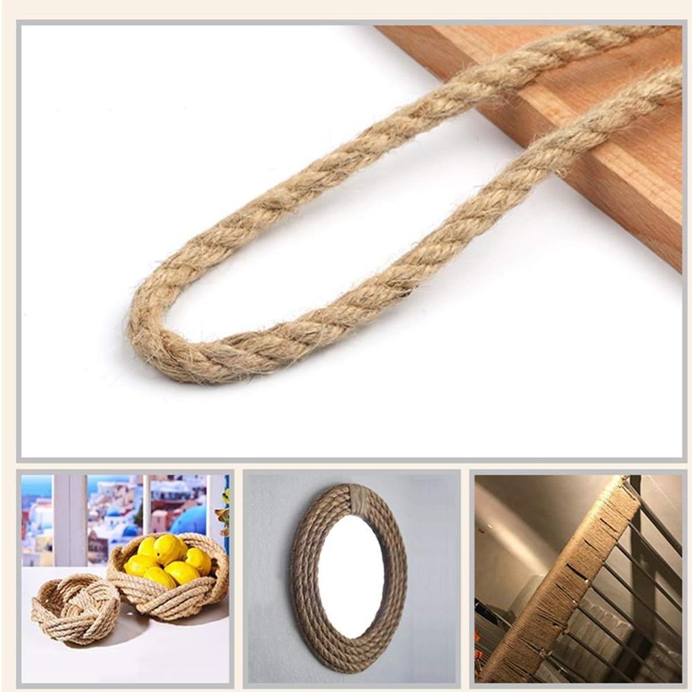 zhitao 100% Natural Hemp Rope Twisted Strong Jute Rope 100 Feet 1/2 Inch 4 Ply Hemp Rope All Purpose Cord for Crafts, Home Decorative