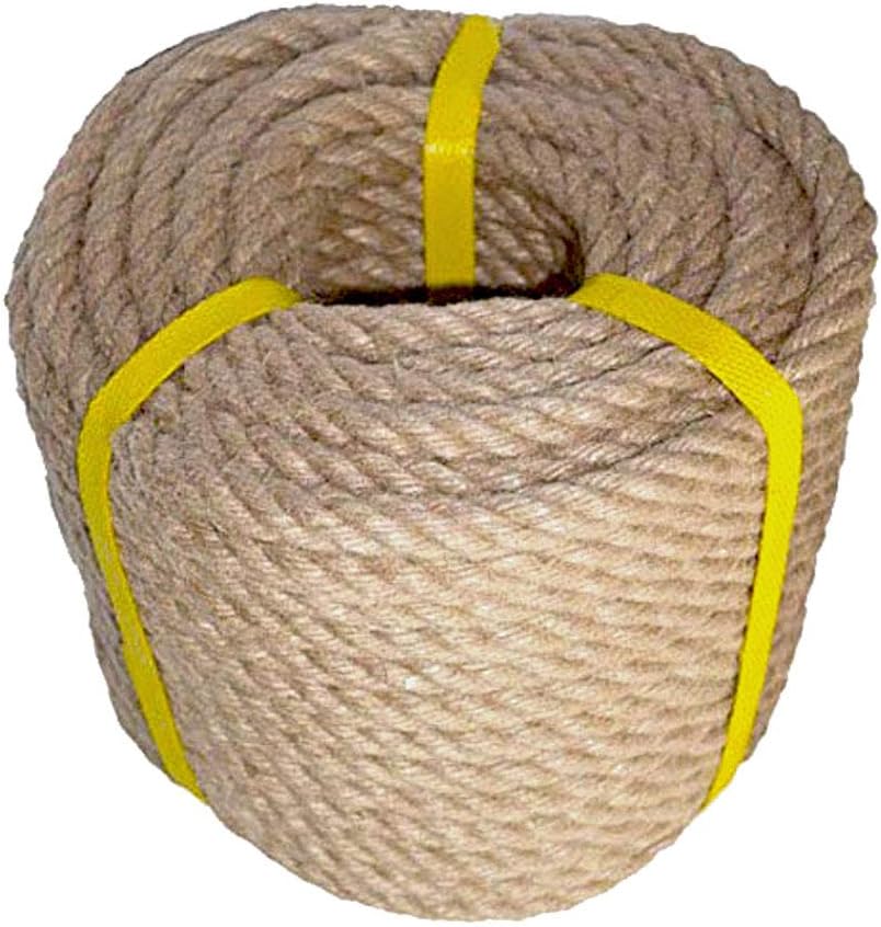 zhitao 100% Natural Hemp Rope Twisted Strong Jute Rope 100 Feet 1/2 Inch 4 Ply Hemp Rope All Purpose Cord for Crafts, Home Decorative