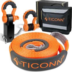 TICONN 3''x20' Recovery Tow Strap, Break Strength 35,000 lbs Tested Tree Saver, Triple Reinforced Webbing and Loop Straps Kit, Winch S