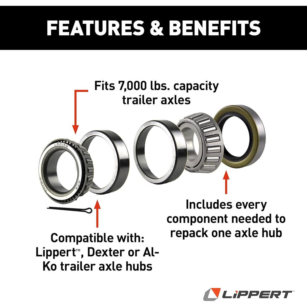 Lippert 333951 RV and Trailer Axle Bearing Replacement Kit