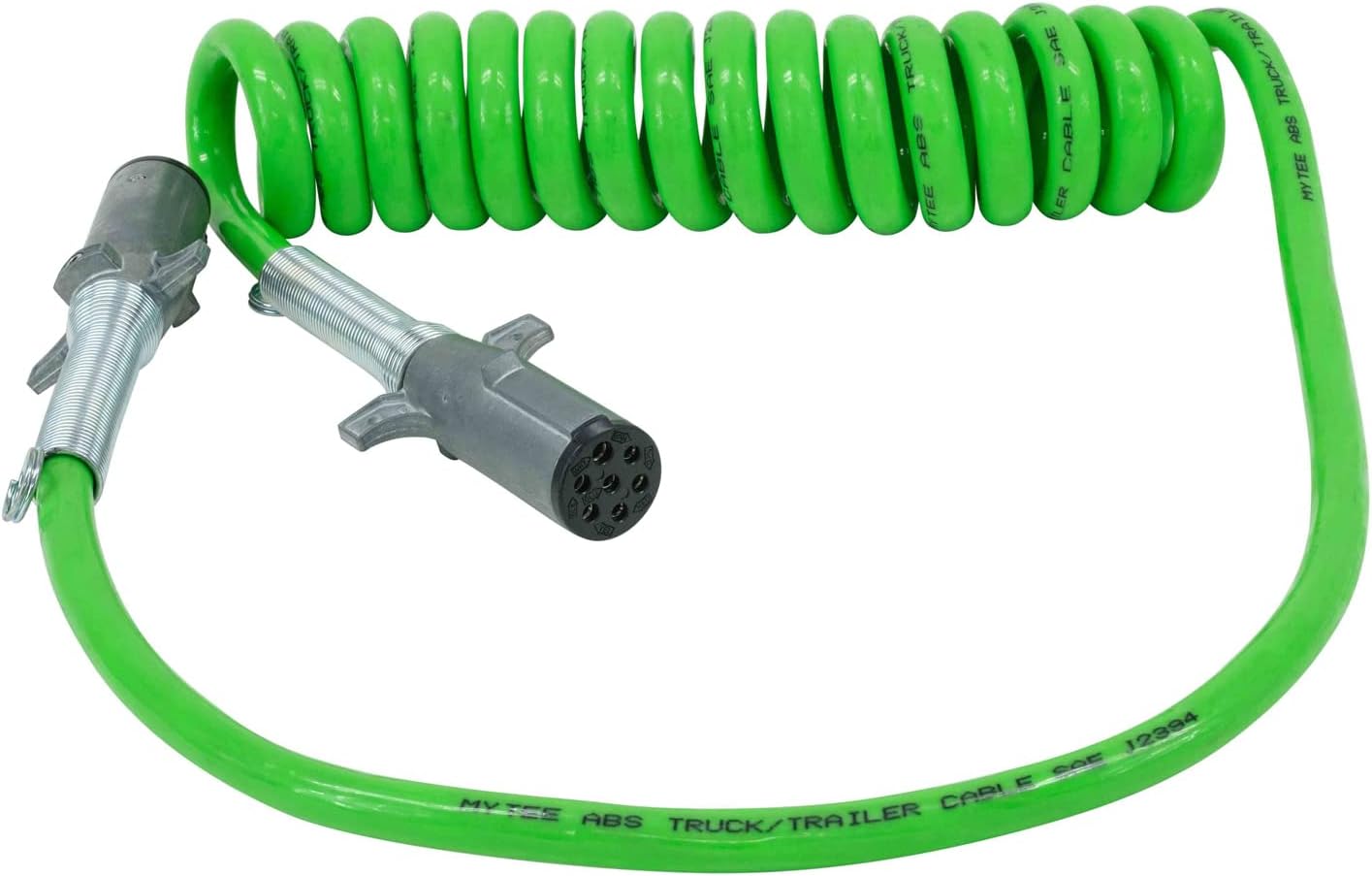 Mytee Products 7-Way ABS Coil 15' (Green) 48" x 12" Leads Trailer Electrical Power Cord Powercoils