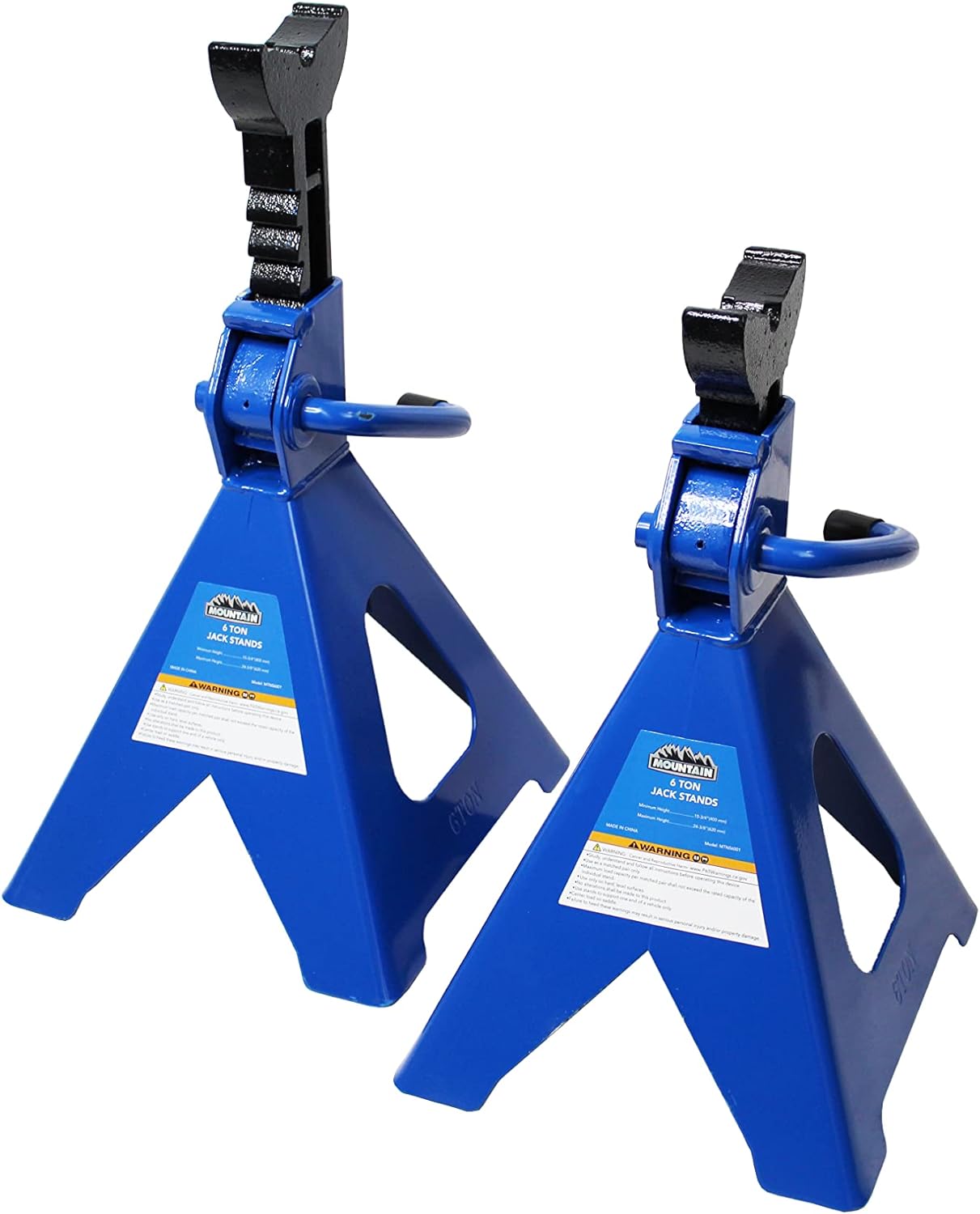 K Tool International Mountain 6 Ton Jack Stands (Pair); Heavy Duty Steel Construction, Wide Base Safety Design; MTN56001