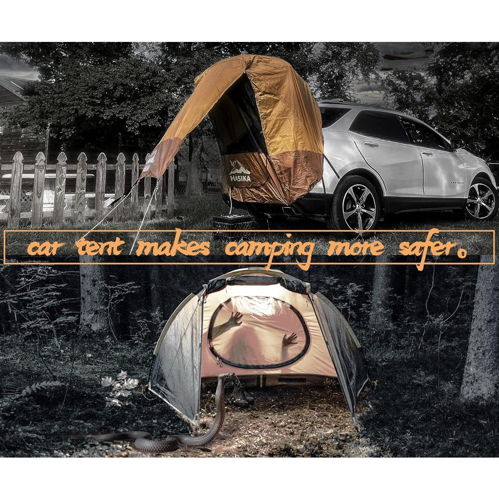 Hasika Tailgate Shade Awning Tent for Car Camping Road Trip Essentials Midsize to Full Size SUV Van Waterproof 3000MM UPF 50+ Black (S