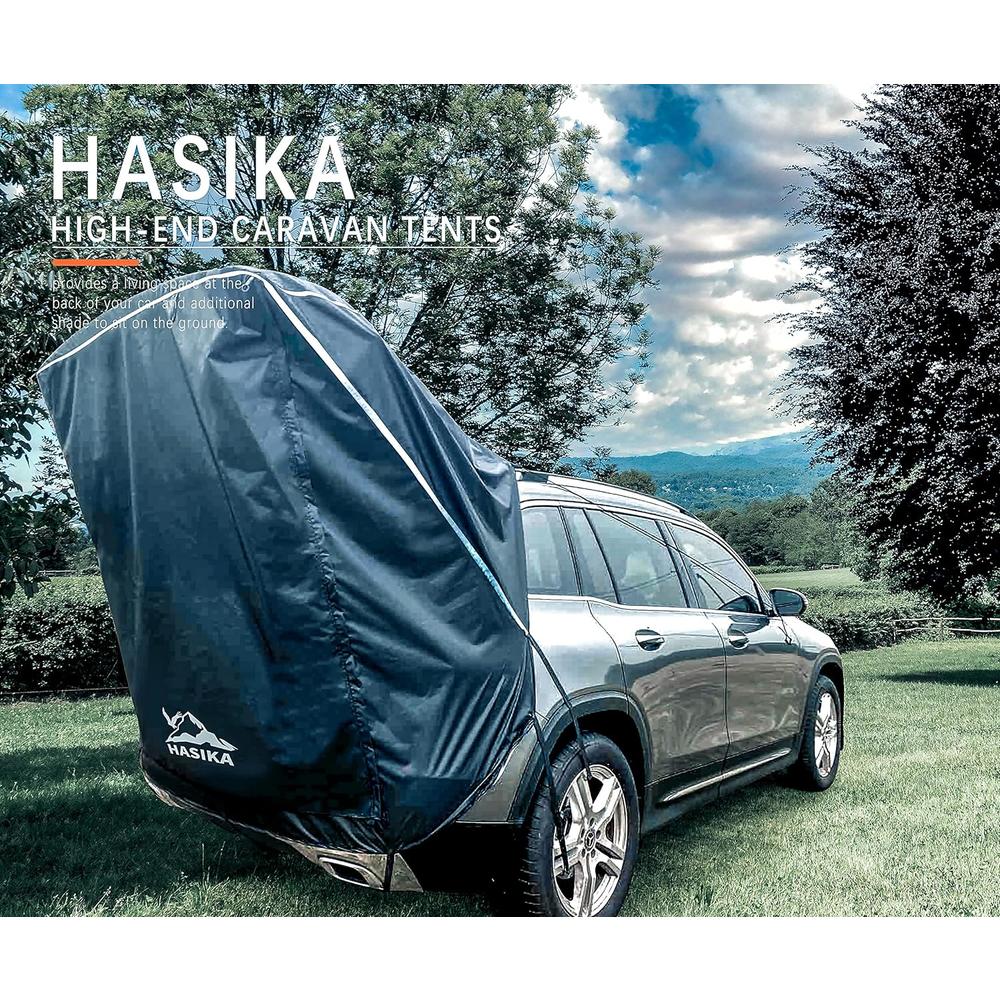Hasika Tailgate Shade Awning Tent for Car Camping Road Trip Essentials Midsize to Full Size SUV Van Waterproof 3000MM UPF 50+ Black (S