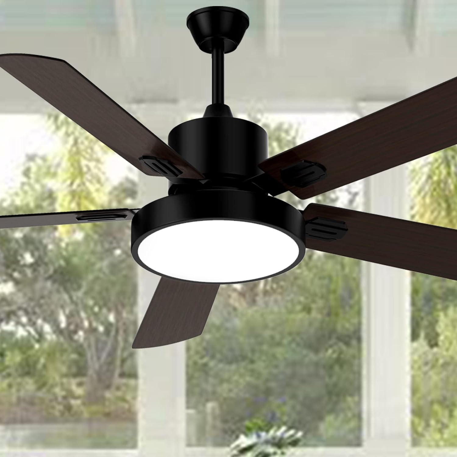 Ghicc 52-Inch Ceiling Fans with Lights, Black Ceiling Fan with Lights Remote Control- Reversible Silent DC Motor and Matte Blac