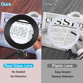 CUMKA 5X Magnifying Glass with Light, Lighted Magnifying Glass Magnifying  Lamp 3 Color Modes Stepless Dimmable