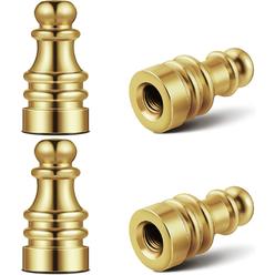 Mudder 4 Pieces Lamp Finial for Lamp Shade Solid Brass Finial for Lamps 1 inch Threaded Lamp Brass Knob for Table Lamps or Floor Lamps