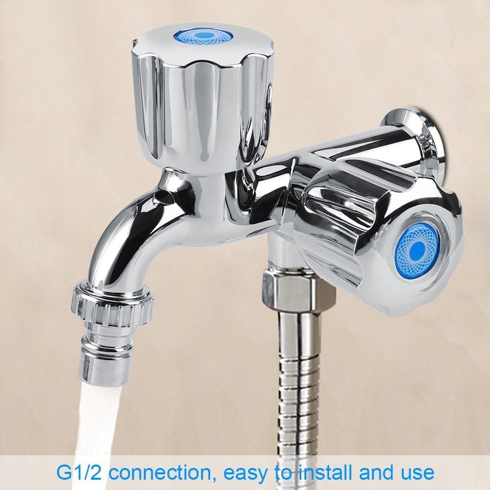Yosoo Washing Machine Dual Port Faucet, Water Mixed Tap Sink Basin Double 1/4 Turn G1 / 2 Bathroom Double Water Outlet Double Handle
